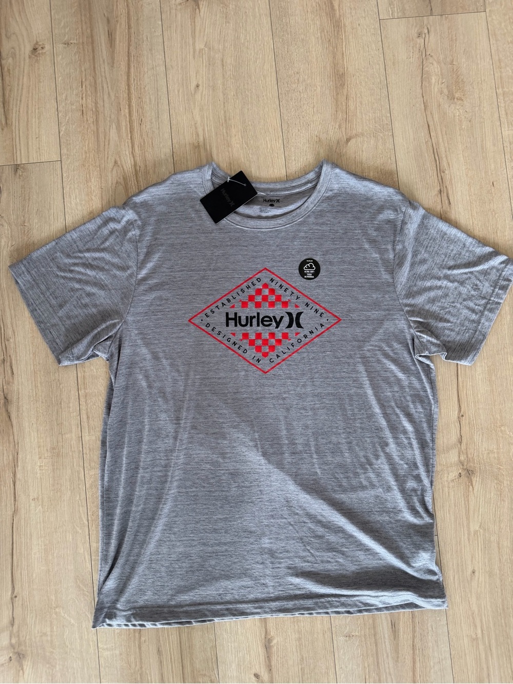 Hurley Men's Gray Diamond Short Sleeve T-Shirt